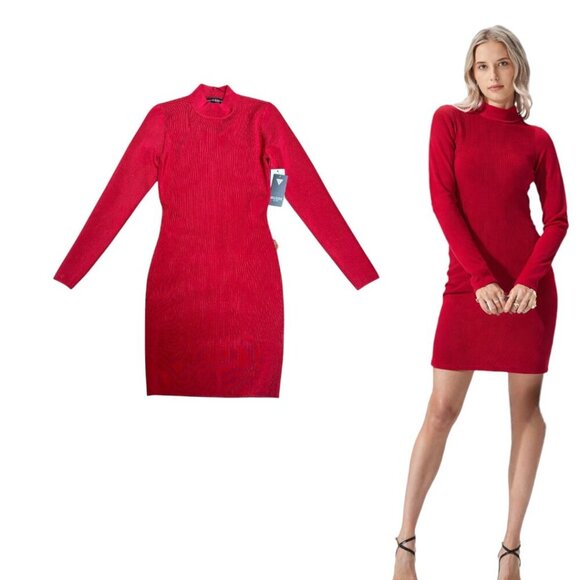 Y2K STYLE RED LOW BACK GUESS GOLD BELT PARTY NIGHTLIFE DRESS M NWT - Picture 3 of 4